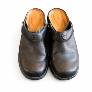 Ariat Black Leather Clog Mules – Comfort Slip-On Shoes